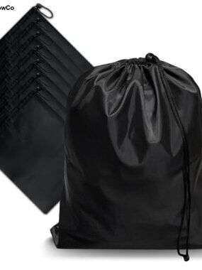 8-Pack Nylon Drawstring Bags with Toggle for Gym Travel Sports